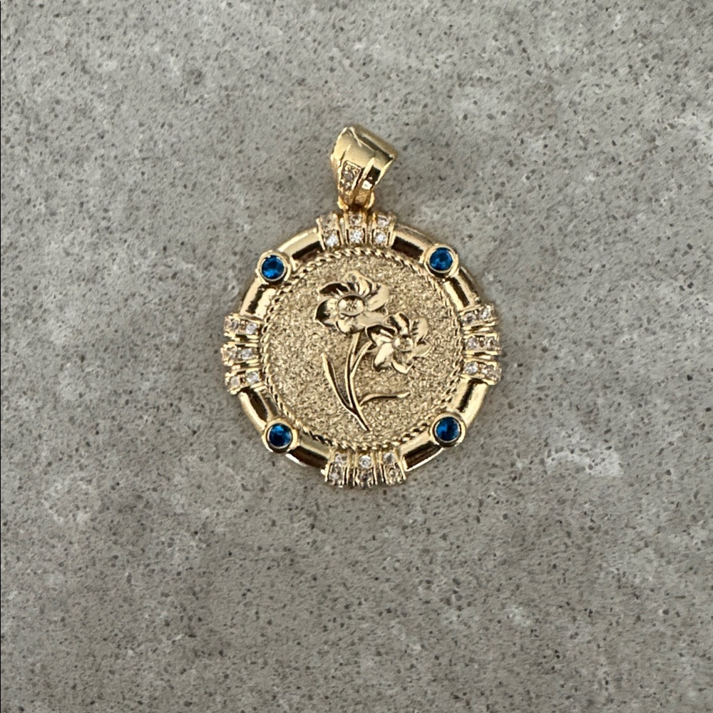 March Birth Month Flower and Birthstone Pendant